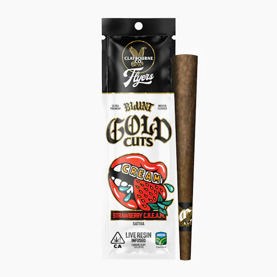 Claybourne Co. - Strawberry C.R.E.A.M (1.5g) - Flyers Gold Cuts Live Resin Infused Blunt - 1