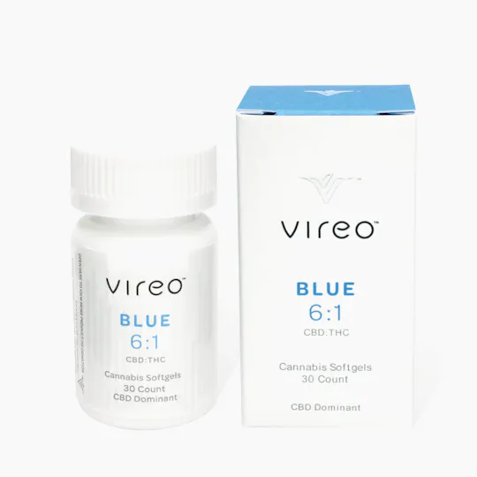Vireo - Blue | 1:6 Softgels | THC:CBD 21.6mg:128.7mg | 30ct | 0.72mg:4.29mg each - 1