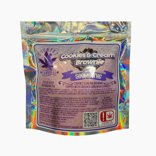 Country Cannabis - Cookies and Cream Brownie | Baked Goods | 500mg - 1