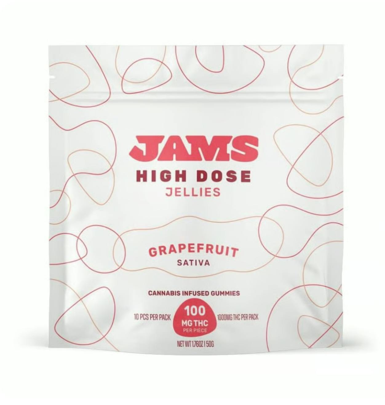 JAMS - Grapefruit Jellies | 1000mg | 10ct | 100mg/ea - 1