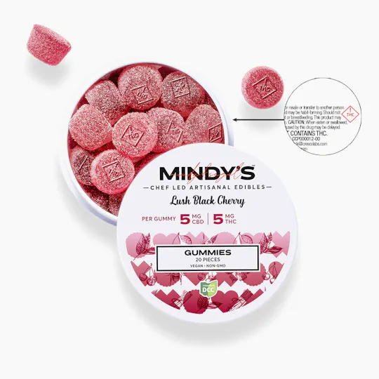 Mindy’s Edibles - Lush Black Cherry 1:1 Gummies | 100mg | 20ct | 5mg/ea - 1