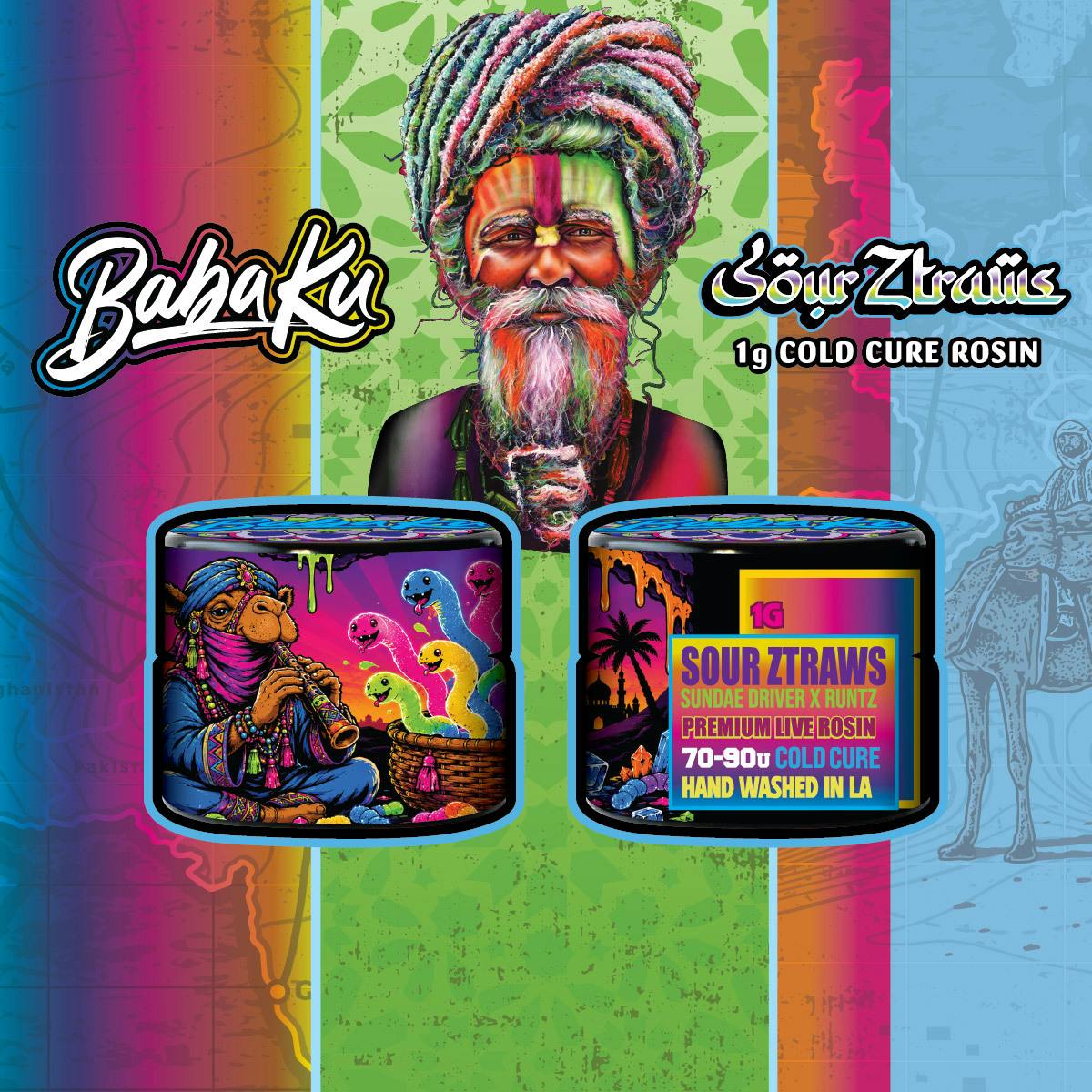 Baba Ku Farms - Baba Ku Farms | Sour Ztraws | Cold Cure Rosin | 1g - 1
