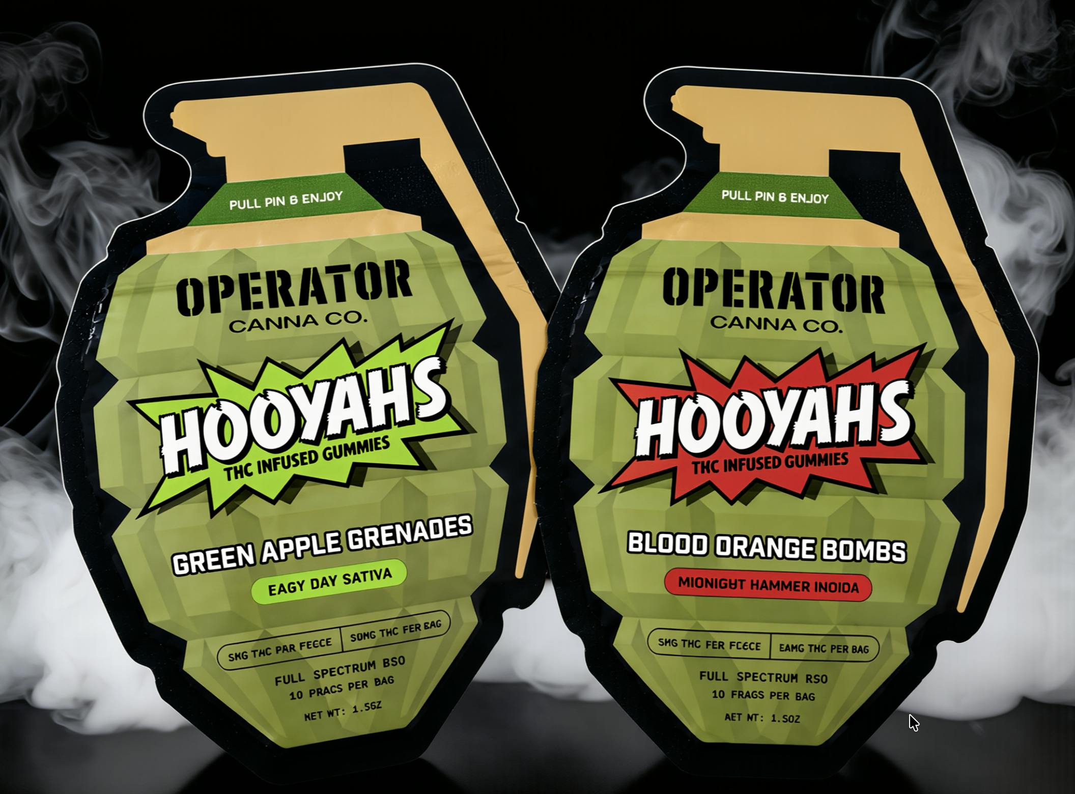 Operator Canna Co - Hooyahs | Green Apple Grenades | Gummies | 100mg | 10ct | 10mg/ea - 1