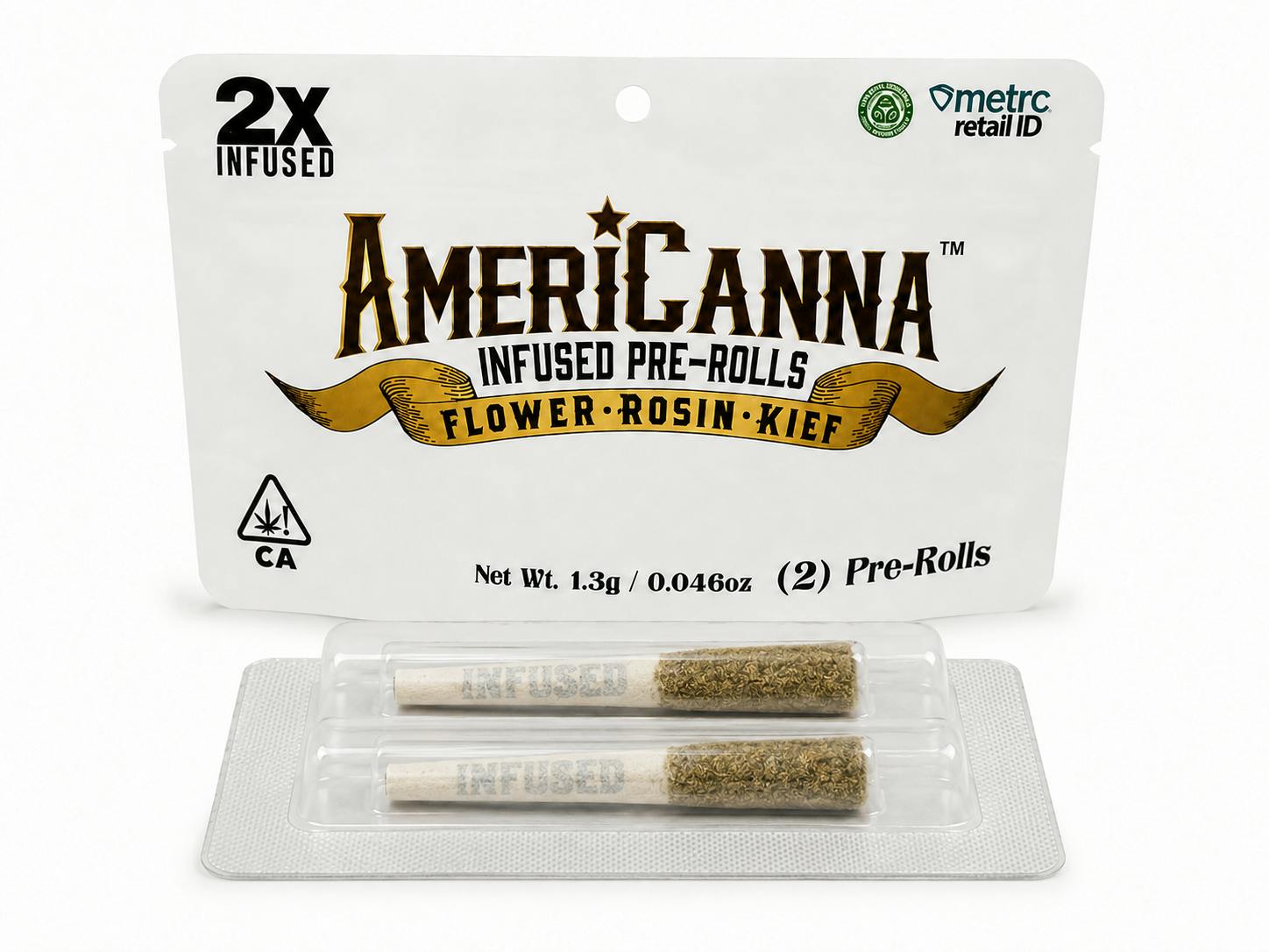 AmeriCanna - Blackberry Kush 2X Rosin Infused 2pk Pre-rolls (1.3g) - 1