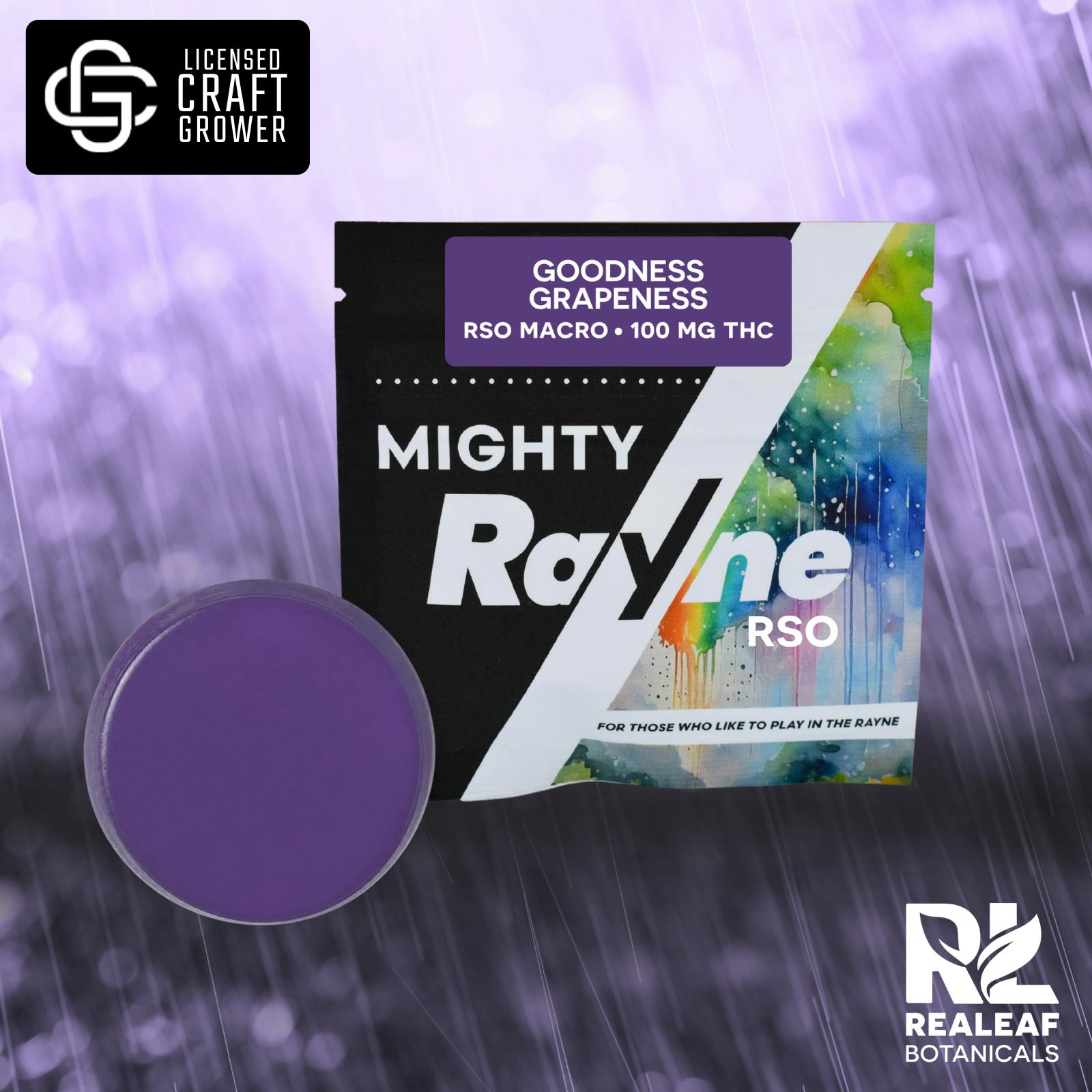 Realeaf Botanicals - Mighty Rayne RSO Macro Gummy - Goodness Grapeness 100mg - 1