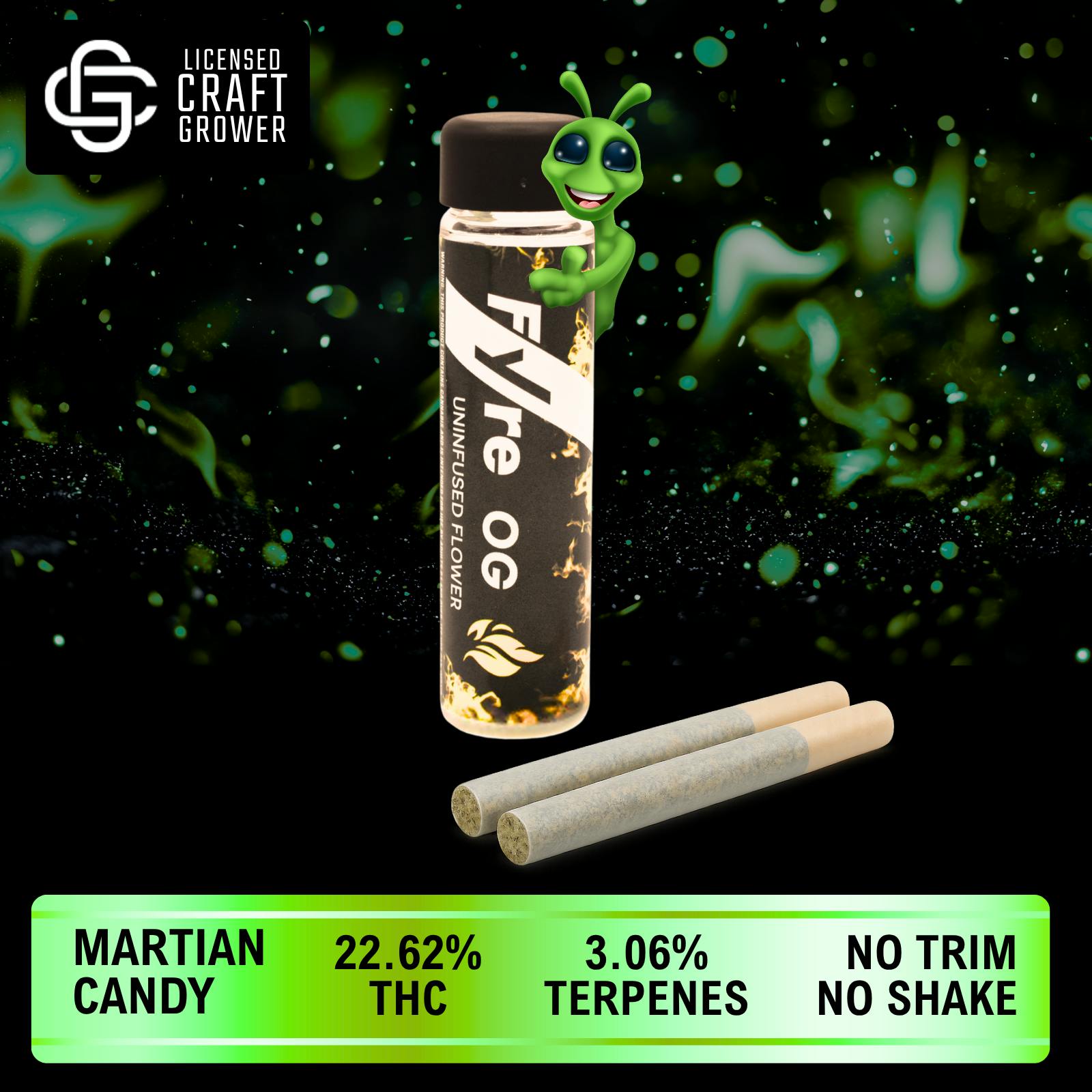 Realeaf Botanicals - Fyre OG Uninfused Martian Candy OG Pre-Rolls 2-Pack 1.0g - 1