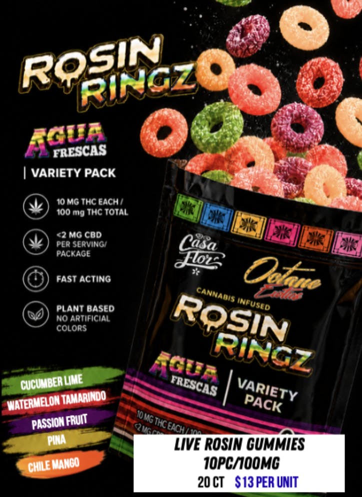 Casa Flor - Rosin Rings | Watermelon Tamarindo Gummies | 100mg | 10ct | 10mg/ea - 1