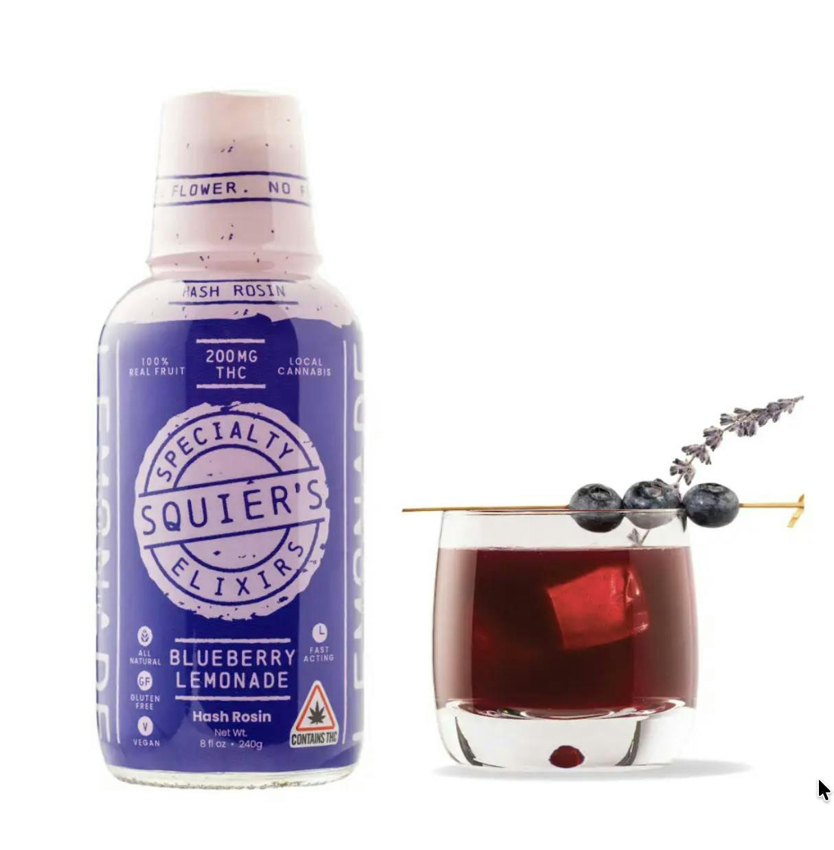 Squier's Specialty Edibles - Blueberry Lemonade - 200mg THC Hash Rosin - Ready-To-Drink - 1