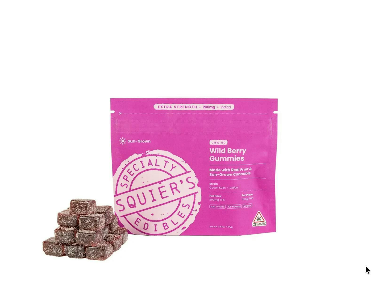 Squier's Specialty Edibles - Wild berry - 200mg THC Distillate - Gummies - 1