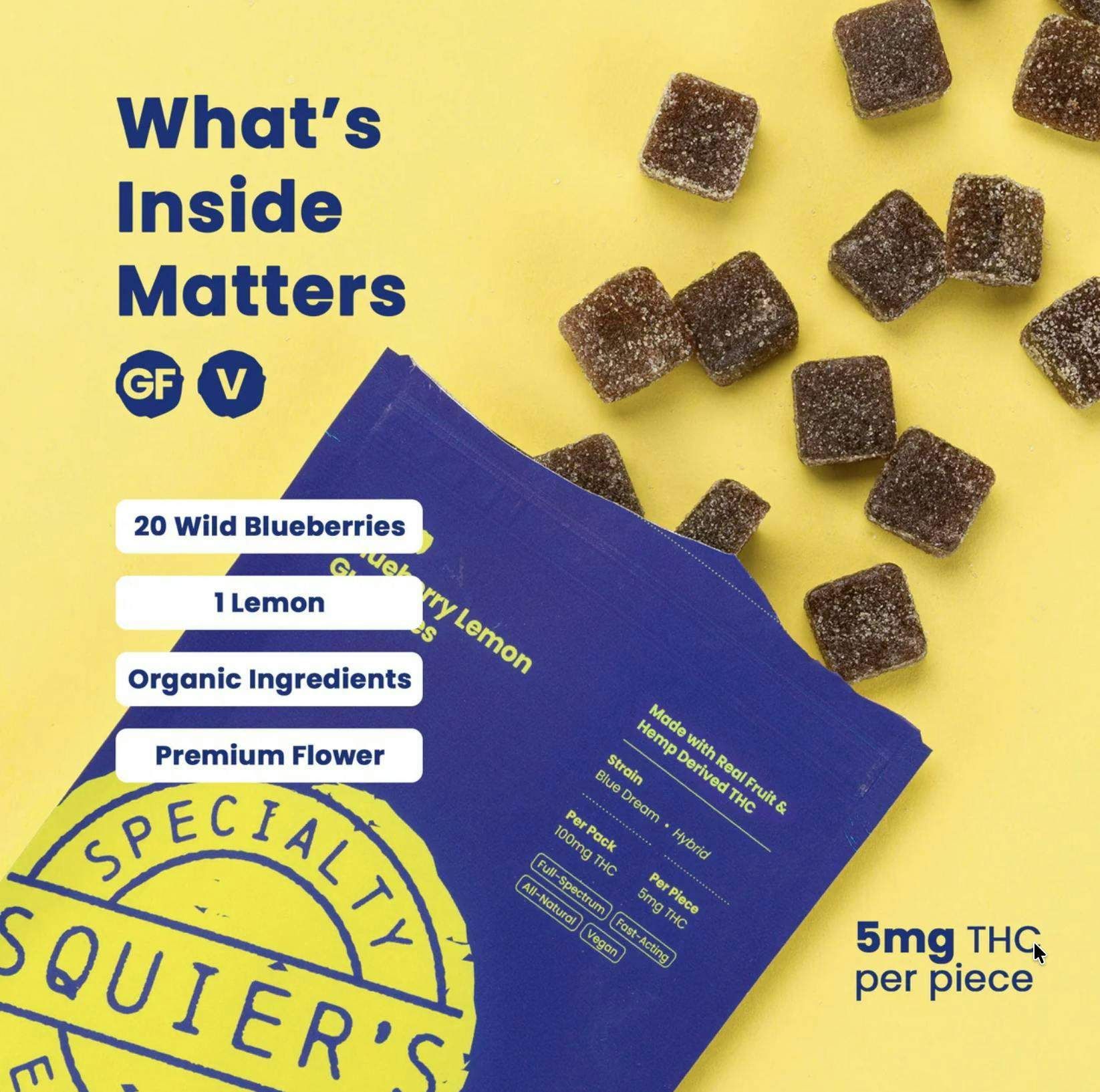 Squier's Specialty Edibles - Blueberry Lemon - 100mg THC Hash Rosin - Gummies - 1