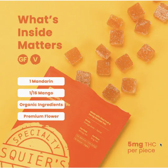 Squier's Specialty Edibles - Mandarin Mango - 100mg THC Hash Rosin - Gummies - 1