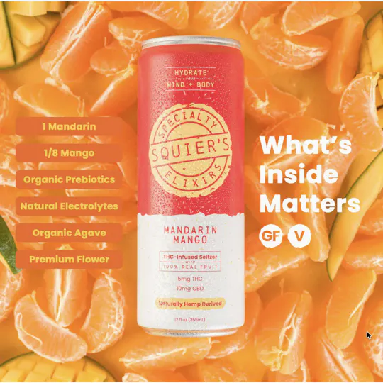 Squier's Specialty Edibles - Mandarin Mango - 5mg THC / 10mg CBD - Seltzer - 1