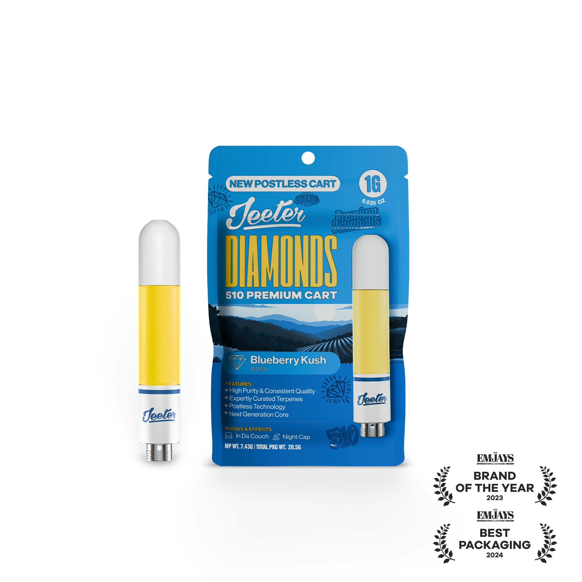 Jeeter - Jeeter | Blueberry Kush | Diamonds 510 Premium Cartridge | 1g - 1