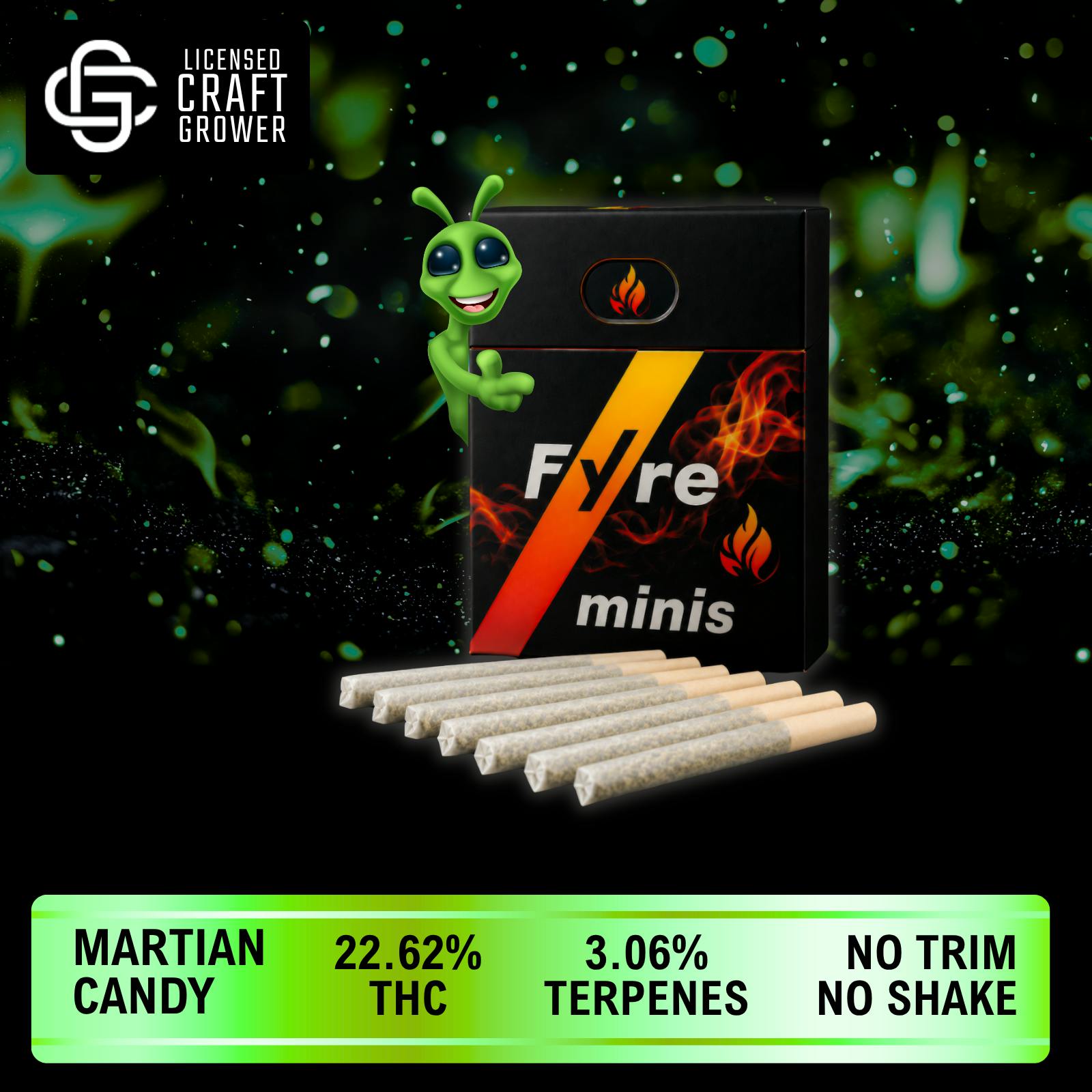 Realeaf Botanicals - Fyre OG Mini Uninfused Martian Candy OG 8-Pack Pre-Rolls 2.4g - 1