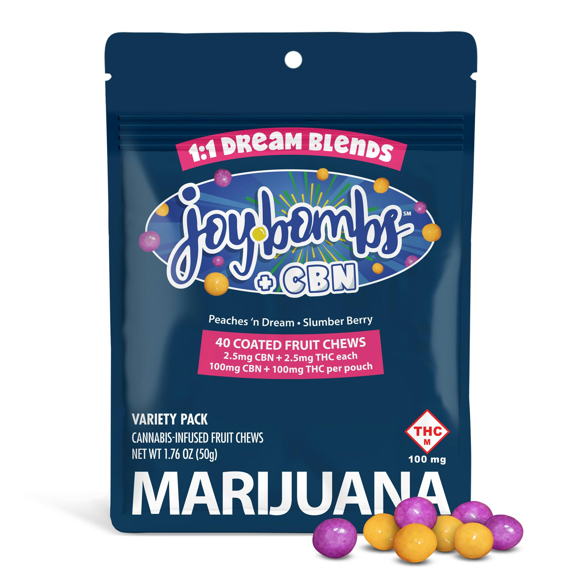 Joyibles - Joy Bombs + CBN 1:1 Dream Blends - 100mg THC (40pk / 2.5mg THC & CBN ea) - 1