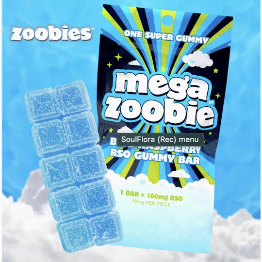 Zoobies - Mega Zoobie | Blue Rasberry RSO Gummies | 10mg each | 10 pk - 1