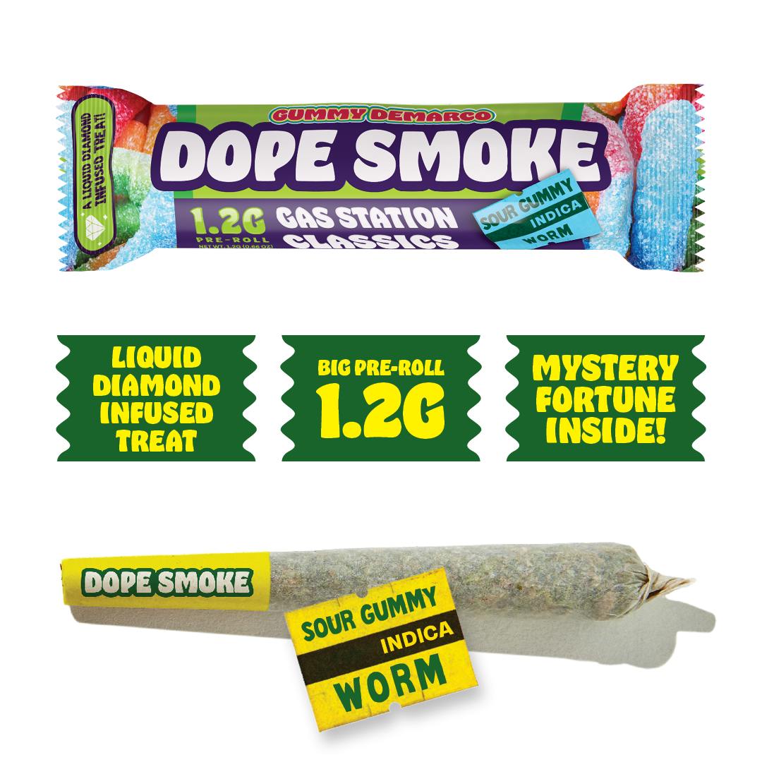 Gummy Demarco - DOPE SMOKE | Sour Gummy Worm | Liquid Diamond Infused Joint | 1.2G - 1