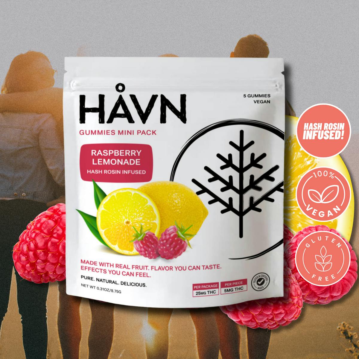 HAVN - Raspberry Lemonade Gummies | 25mg | 5ct | 5mg/ea - 1