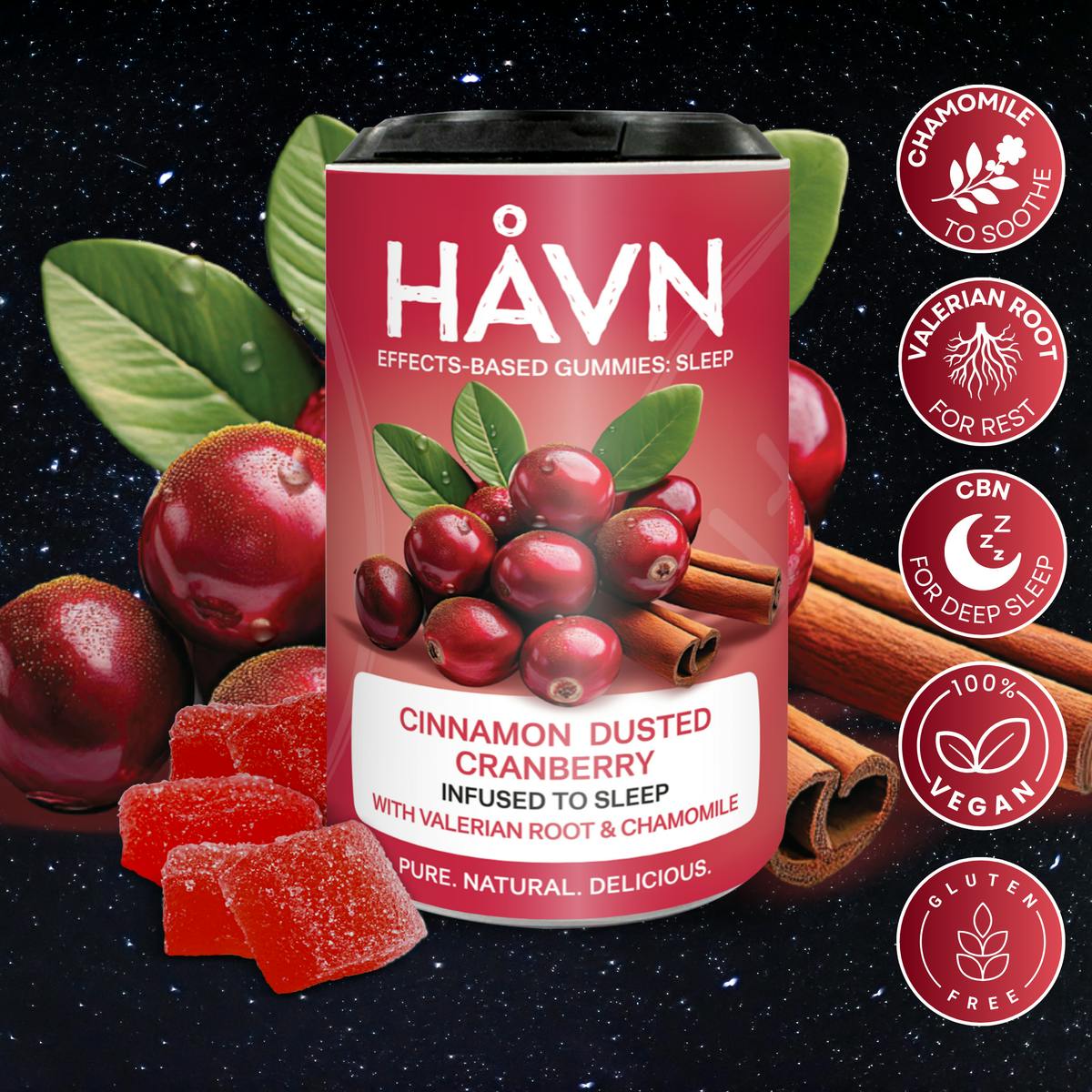 HAVN - Cinnamon Cranberry | 2:1 CBN:THC | 100mg | 20ct | 5mg/ea - 1
