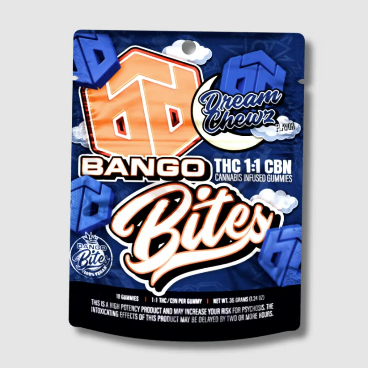 Bango Distribution - Dream Chewz | Mellow Mango 1:1 THC:CBN Gummies | 100mg | 10ct | 10mg/ea - 1