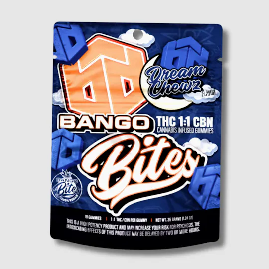 Bango Distribution - Dream Chewz | Mellow Mango 1:1 THC:CBN Gummies | 100mg | 10ct | 10mg/ea - 1