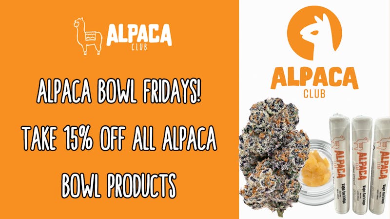 Alpaca Club Delivery 15% OFF ALPACA BOWL 4 U FRIDAYS