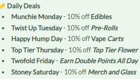 True North Dispensary Weekly Deals