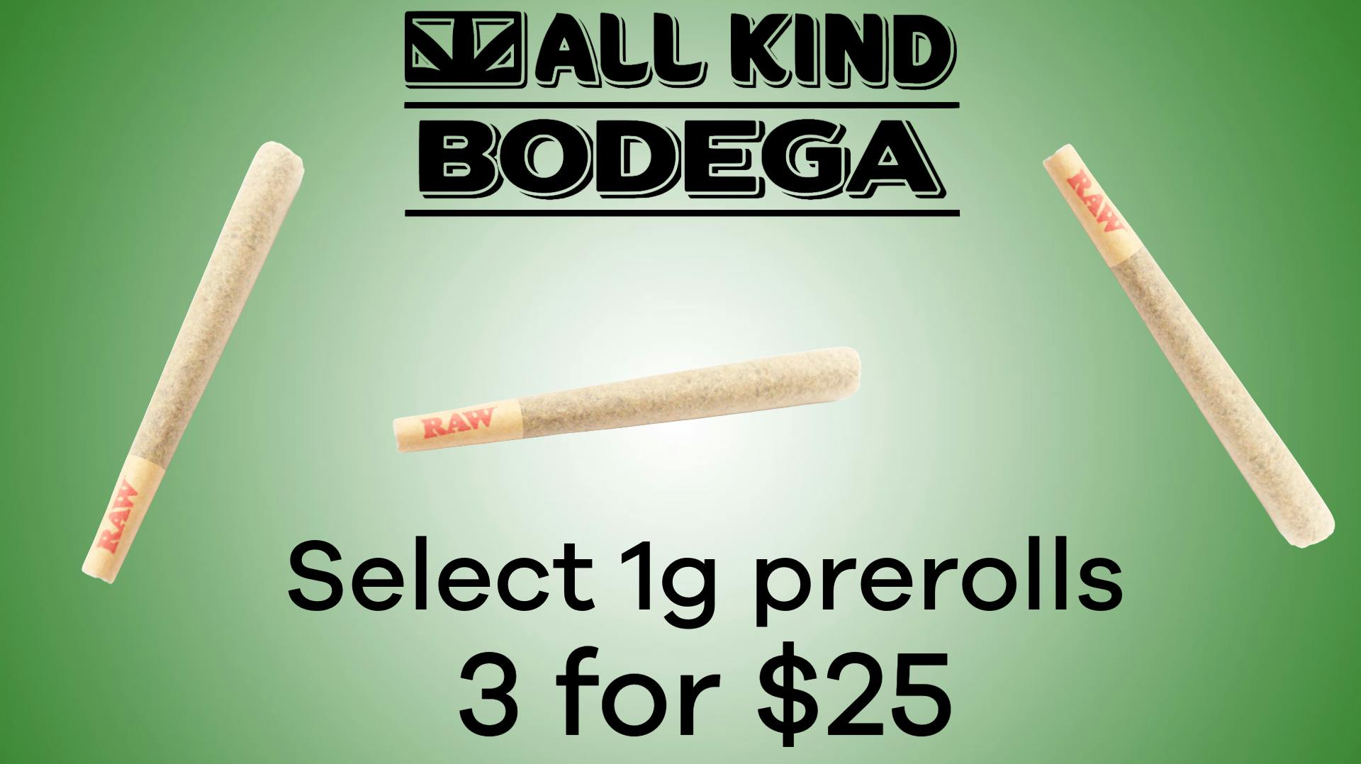 All Kind Bodega 3 x 1g Premium Cones for $25