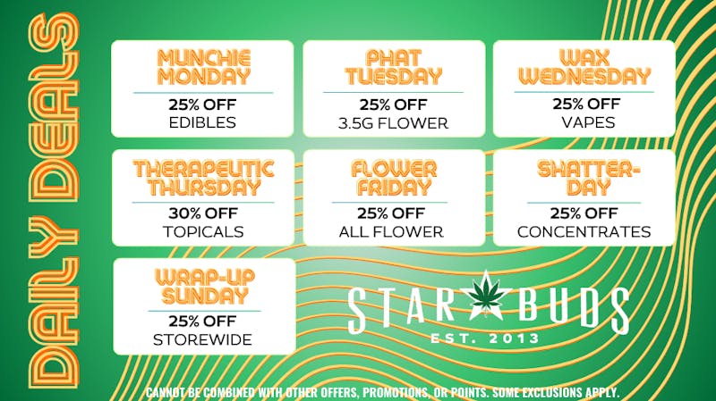 Star Buds Ocean Springs Wax Wednesday - 25% Off Vapes