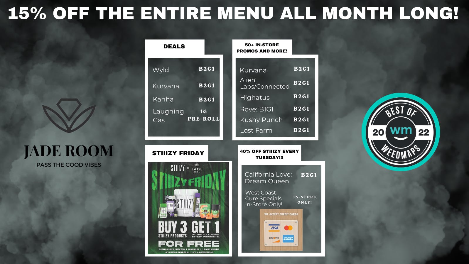 JADEROOM DELIVERY - ANAHEIM 15% OFF THE ENTIRE MENU!!!