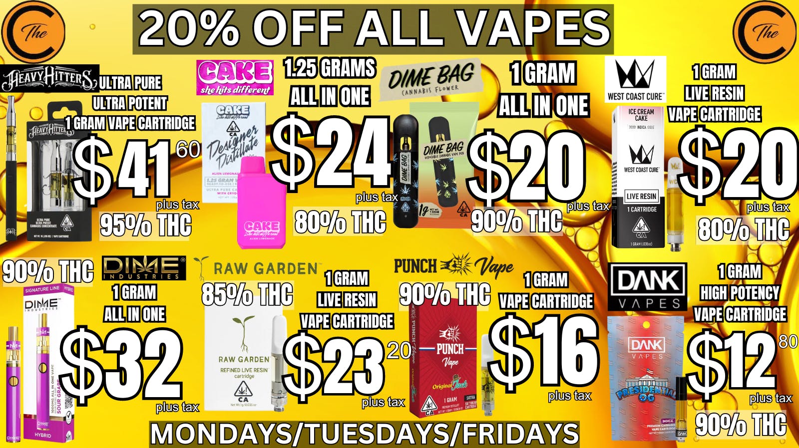The Clinik 20% Off All Vapes Mon/Tue/Fri 😍