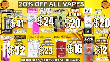 The Clinik 20% Off All Vapes Mon/Tue/Fri 😍