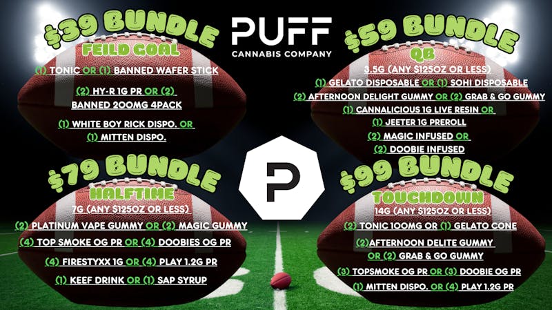 PUFF Madison Heights - Recreational 21+ FOOTBALL BUNDLE DEALS