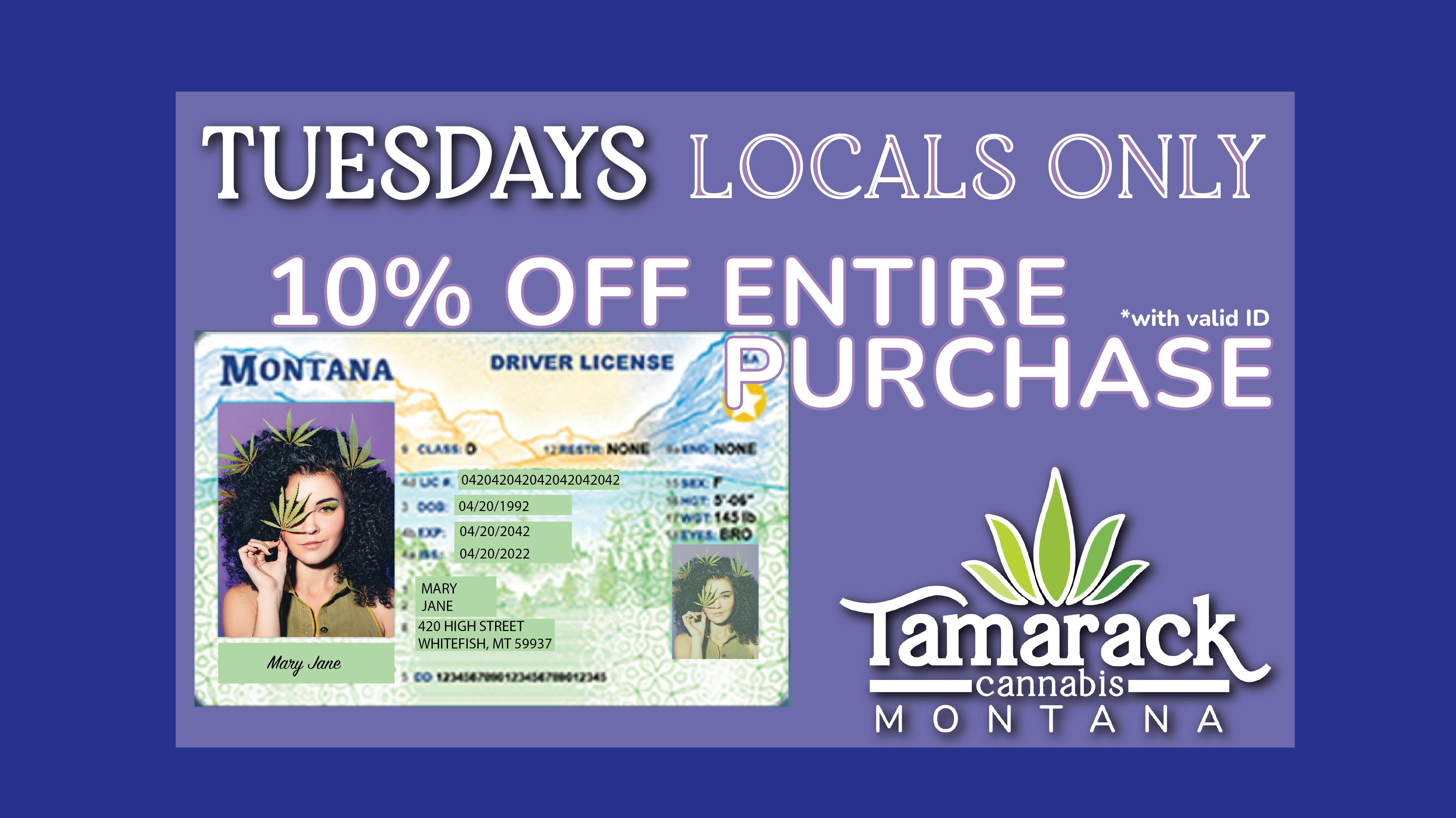 Tamarack Cannabis - Whitefish Locals Get 10% OFF