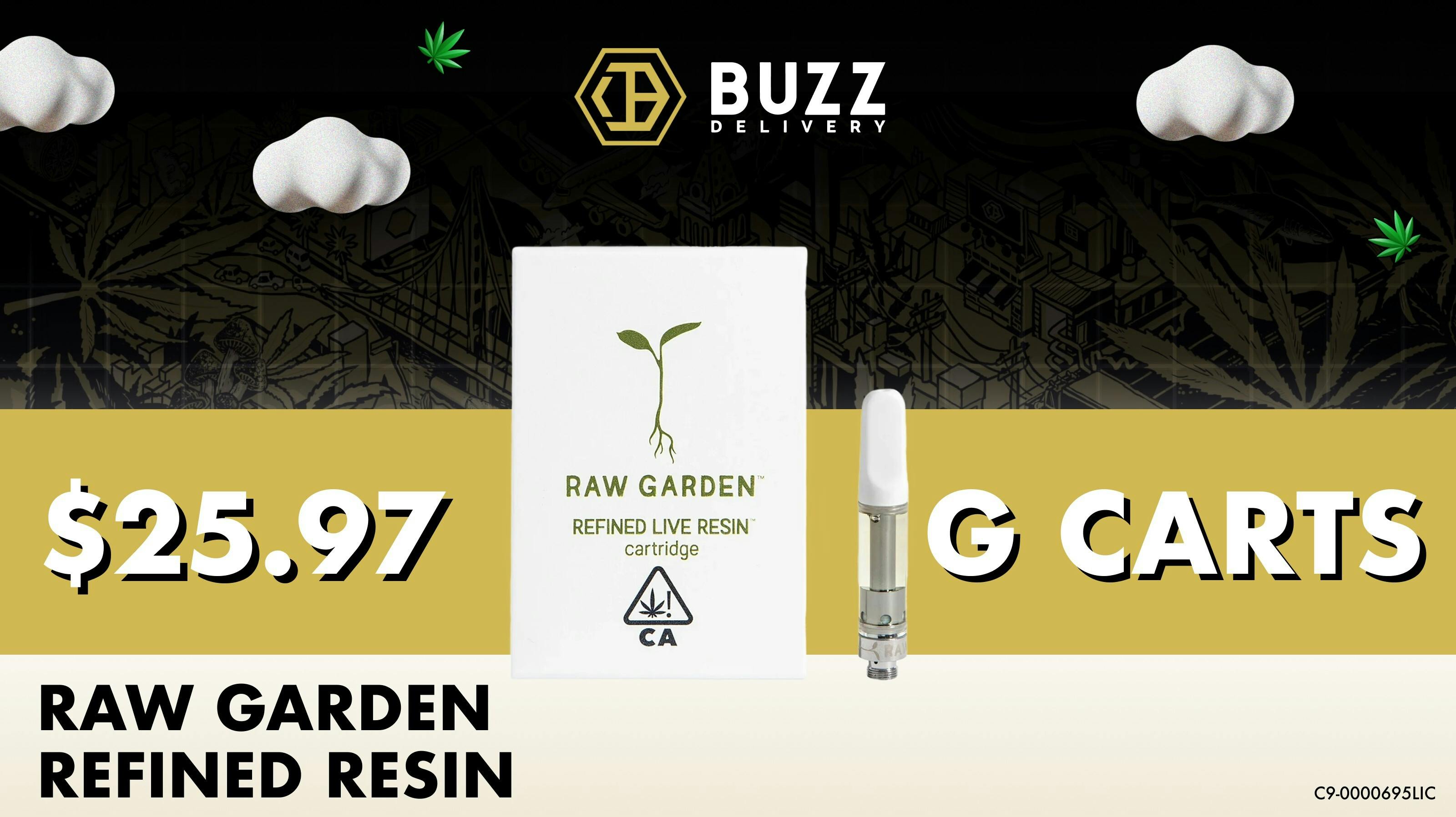 Buzz Delivery - San Francisco* $25.97 for 1g Raw Garden Carts