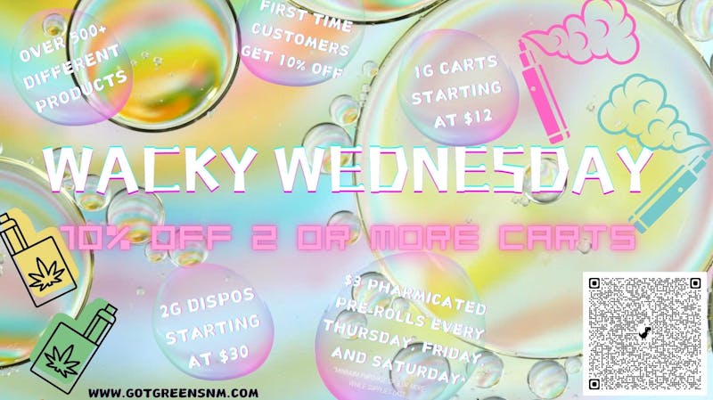 Got Greens Wacky Wednesday 10% Off Carts