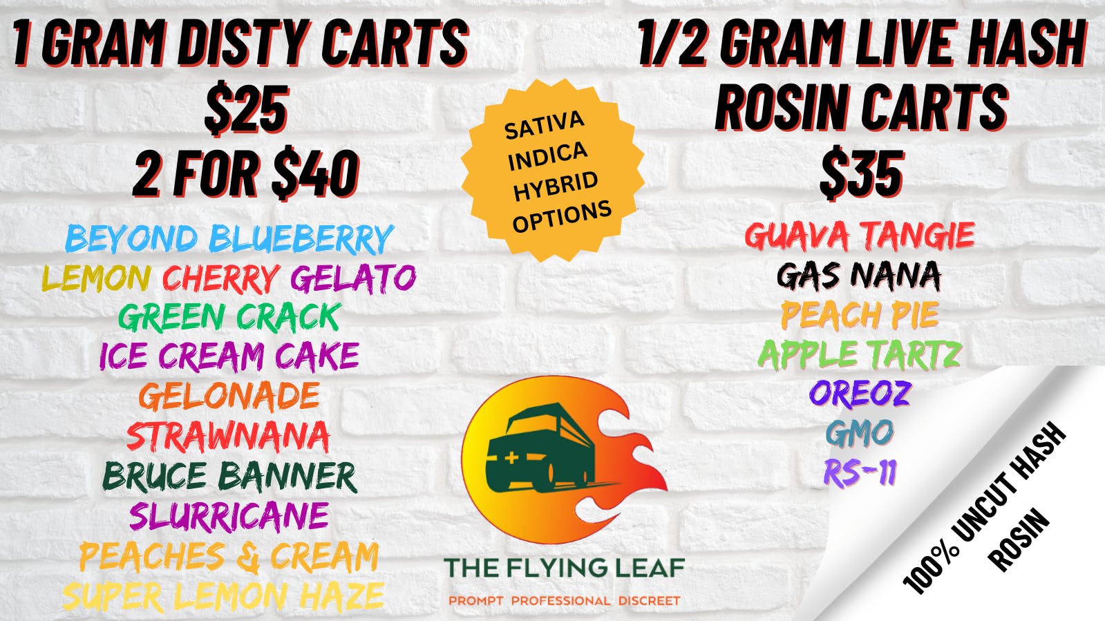 The Flying Leaf PREMIUM DISTY / LIVE ROSIN CARTS