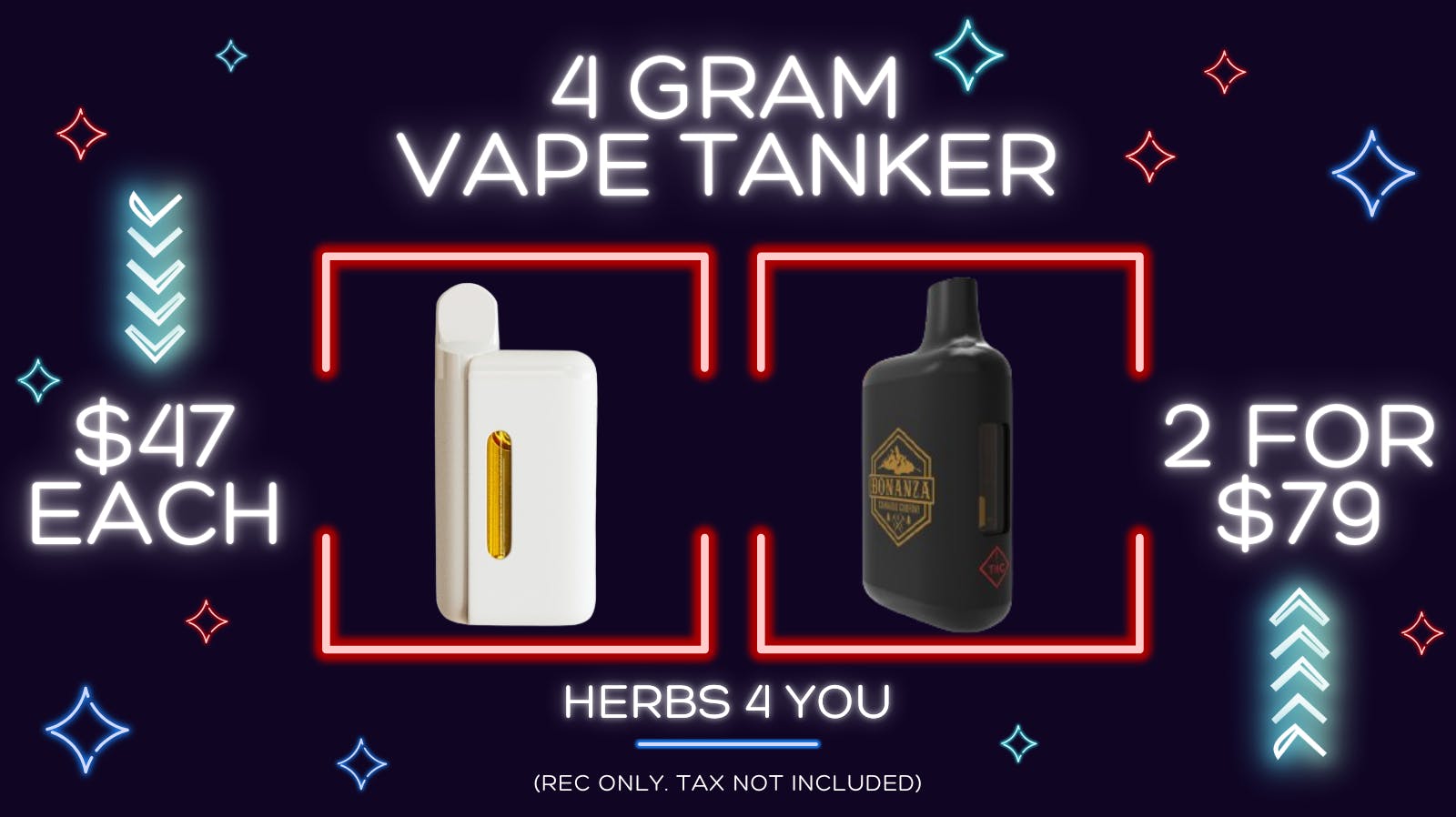 Herbs 4 you 1/$47 OR 2/$79 - 4G VAPE TANKER