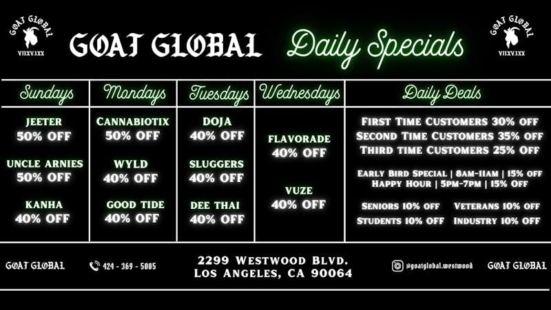 GOAT Global Westwood First Time Patients Receive 30%