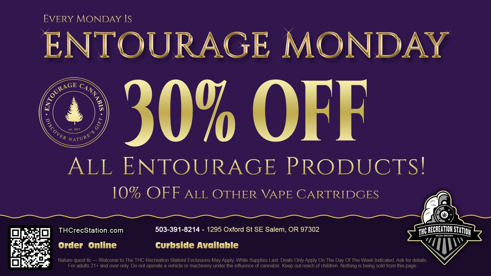 THC Recreation Station Salem Entourage & All Carts On Sale!