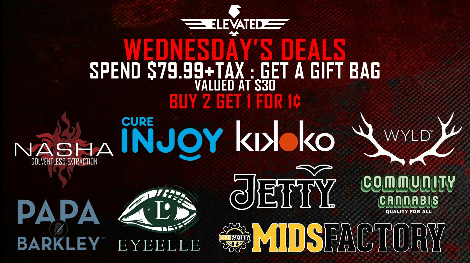 Elevated San Francisco WEDNESDAY B2G1 DEALS Q1