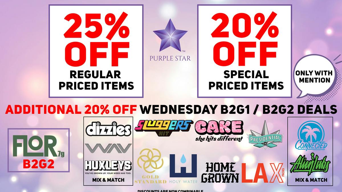Purple Star MD WEDNESDAY B2G1 DEALS Q1