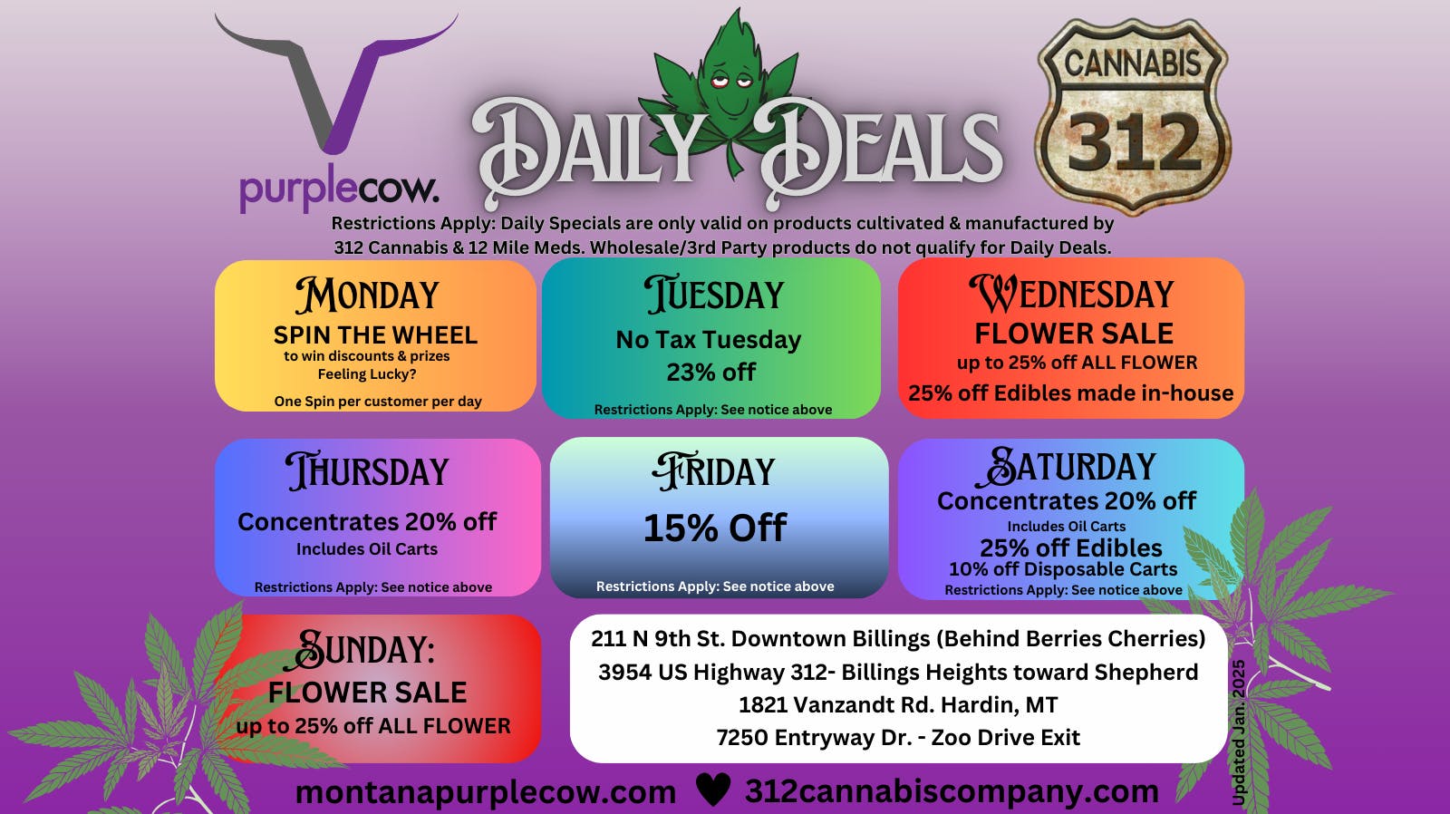 Purple Cow Dispensary DAILY DEALS