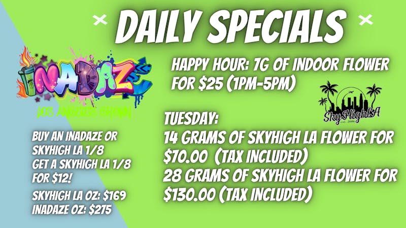 SkyhighLA 14G INDOOR FLOWER $70, 28G $130
