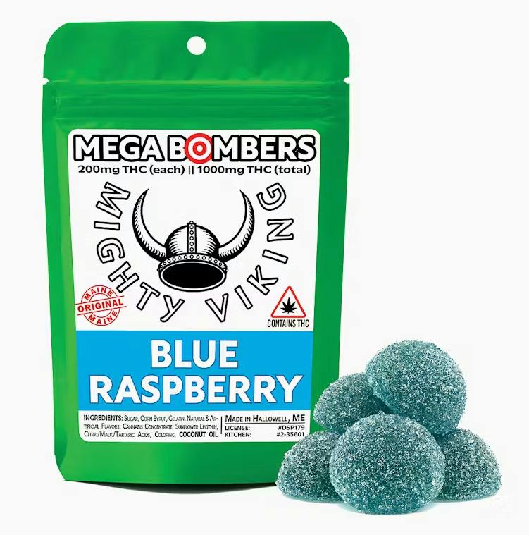 Blue Raspberry Gummy MEGA Bombers 1000mg - Mighty Viking