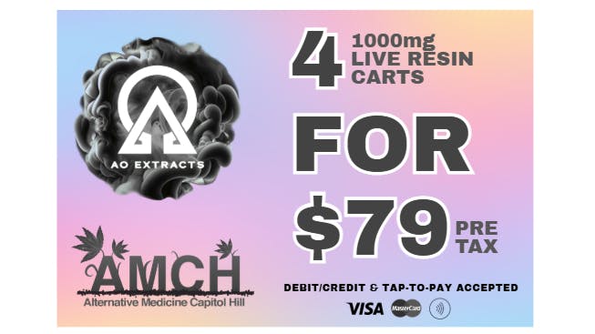 AMCH RECREATIONAL Get 4 Live Resin Carts for $79 Pretax