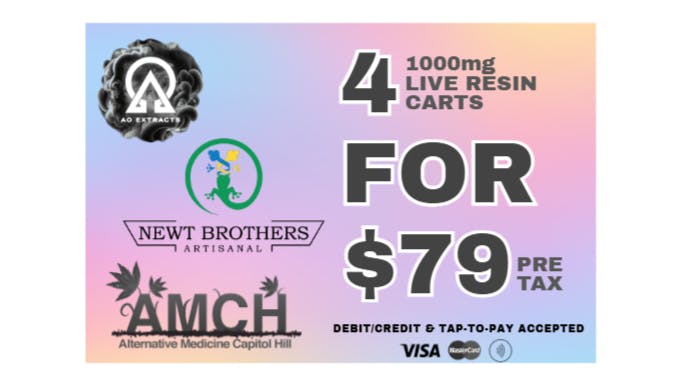 AMCH RECREATIONAL Get 4 Live Resin Carts for $79 Pretax