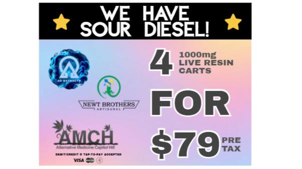 AMCH RECREATIONAL Get 4 Live Resin Carts for $79 Pretax