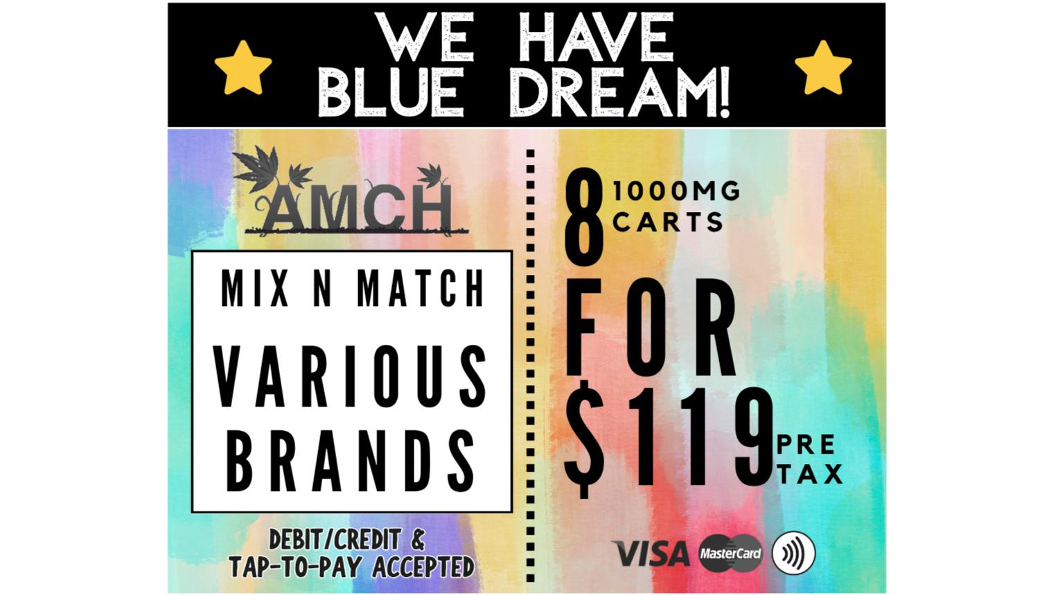 AMCH RECREATIONAL (8) 1g Carts $119 Pretax