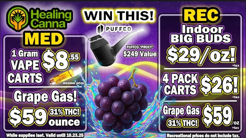 The Healing Canna Win a PuffCo! 31% Grape Gas $59oz!